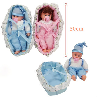 ตุ๊กตาดูดนม เด็กทารก  มีเสียงร้องนอนในเปล ดูดนมได้ตัวนิ่มมีเ…