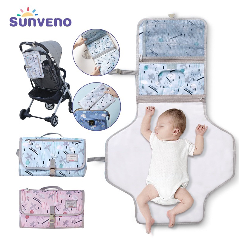 Sunveno กระเป๋าเปลื่ยนผ้าอ้อมเด็ก แผ่นรองเปลี่ยนผ้าอ้อมพกพา