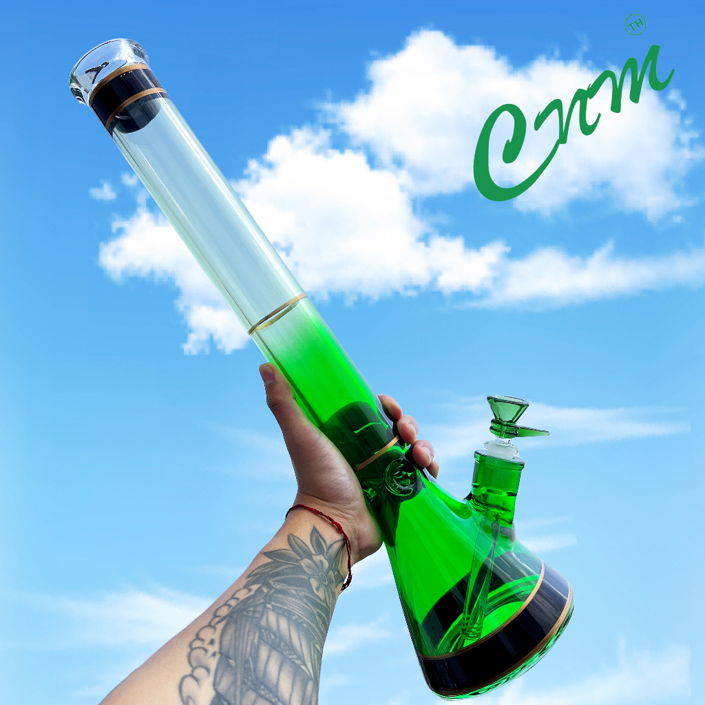 บ้องแก้วหนา7มิล！51CM พร้องโจ๋แต่ง！ ขนาดใหญ่ สายเขียว หลอดวิทยาศาสตร์ โจ๋ BONG GLASS 14MM