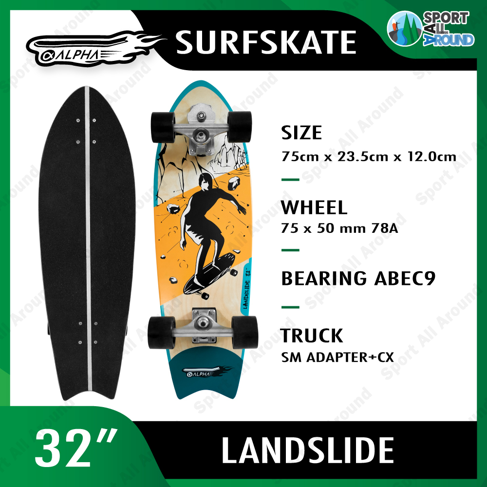 SurfSkate เซิร์ฟสเก็ต Alpha LandSlide 32 CX+SM Adaptor Skateboard เซิร์ฟสเก็ต