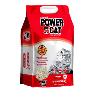 ทรายแมวเต้าหู้ Power Cat ขนาดใหญ่ 20 ลิตร