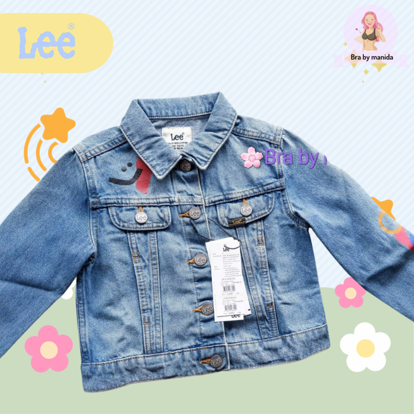LEE KIDS แท้ ขายชนชอป ผลิต ปี 2564 เสื้อแจ๊คเก็ตเด็ก รุ่น LK K1028101 สียีนส์