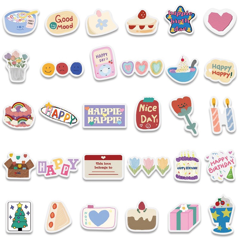 พร้อมส่ง สติ๊กเกอร์ HBD น่ารัก 90 ชิ้น สติ๊กเกอร์ไดคัท PVC กันน้ำ สติ๊กเกอร์การ์ตูน DIY ราคา ถูกที่สุด ดีลบีเคเค แกลเลอรีภาพที่ 4
