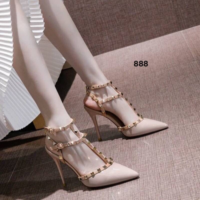 888 รองเท้าคัทชู งาน pu เปิดส้น ส้นสูงกำลังน่ารัก
