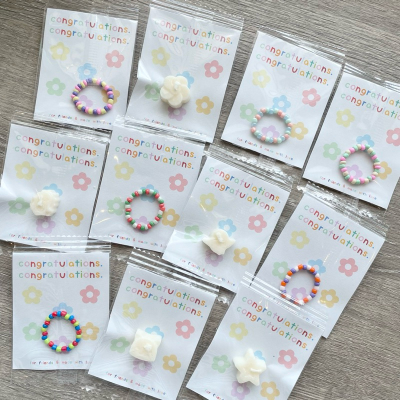 พร้อมส่ง แหวนลูกปัด เทียนจิ๋ว ของแทนใจ ของขวัญปัจฉิม handmade (ราคาต่อชิ้น)