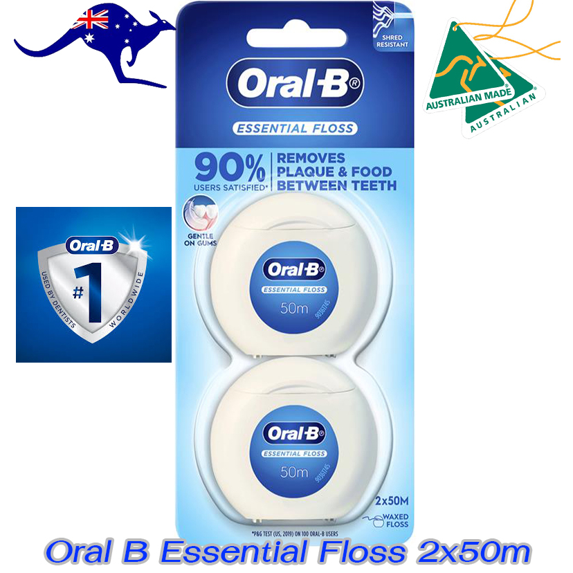Oral-B ออรัลบี ไหมขัดฟัน เอสเซนเชียลฟรอส 2x50 เมตร Essential Dental Floss 50 เมตร