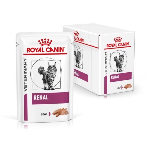 ยกกล่อง Royal Canin renal loaf pouch  85g. อาหารรักษาโรคไตแมวชนิดเปียก บรรจุ 12 ซอง