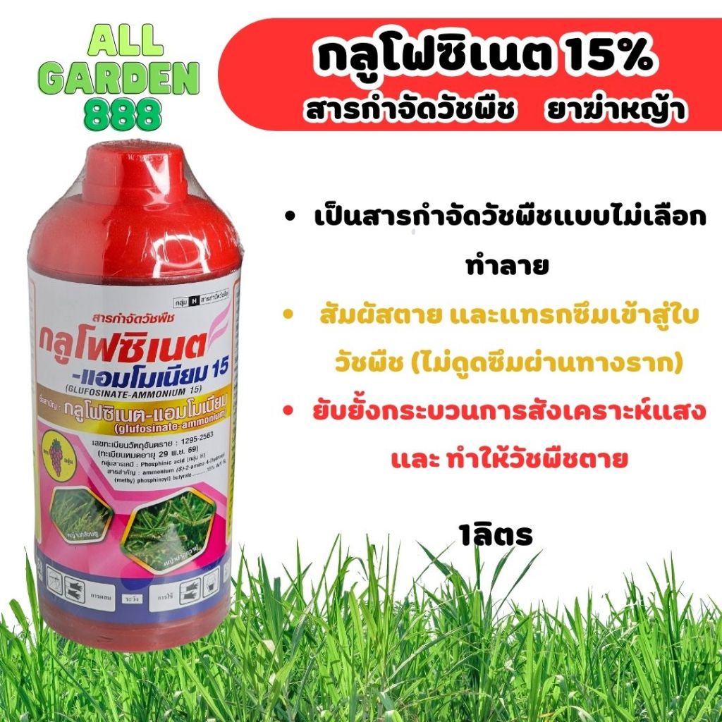 กลูโฟซิเนต-แอมโมเนียม 1ลิตร ยาฆ่าหญ้า สารกำจัดวัชพืช หญ้าใบแคบ หญ้าใบกว้าง หญ้ากก รูปที่ 2