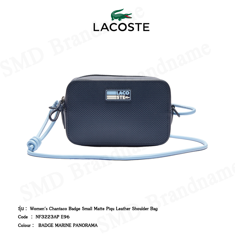 Lacoste กระเป๋าสะพายข้างหญิง รุ่น Women's Chantaco Badge Small Matte Pique Leather Shoulder Bag Code: NF3223AP E96