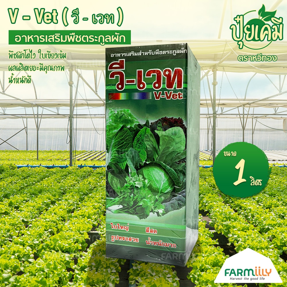 [G] อาหารเสริมสำหรับพืชผัก วีเวท V-Vet ยี่ห้อ หวีทอง (ขนาด 1 ลิตร) ฮอร์โมนพืช นวัตกรรมใหม่ผลิตภัณฑ์นาโนจากเยอรมนี