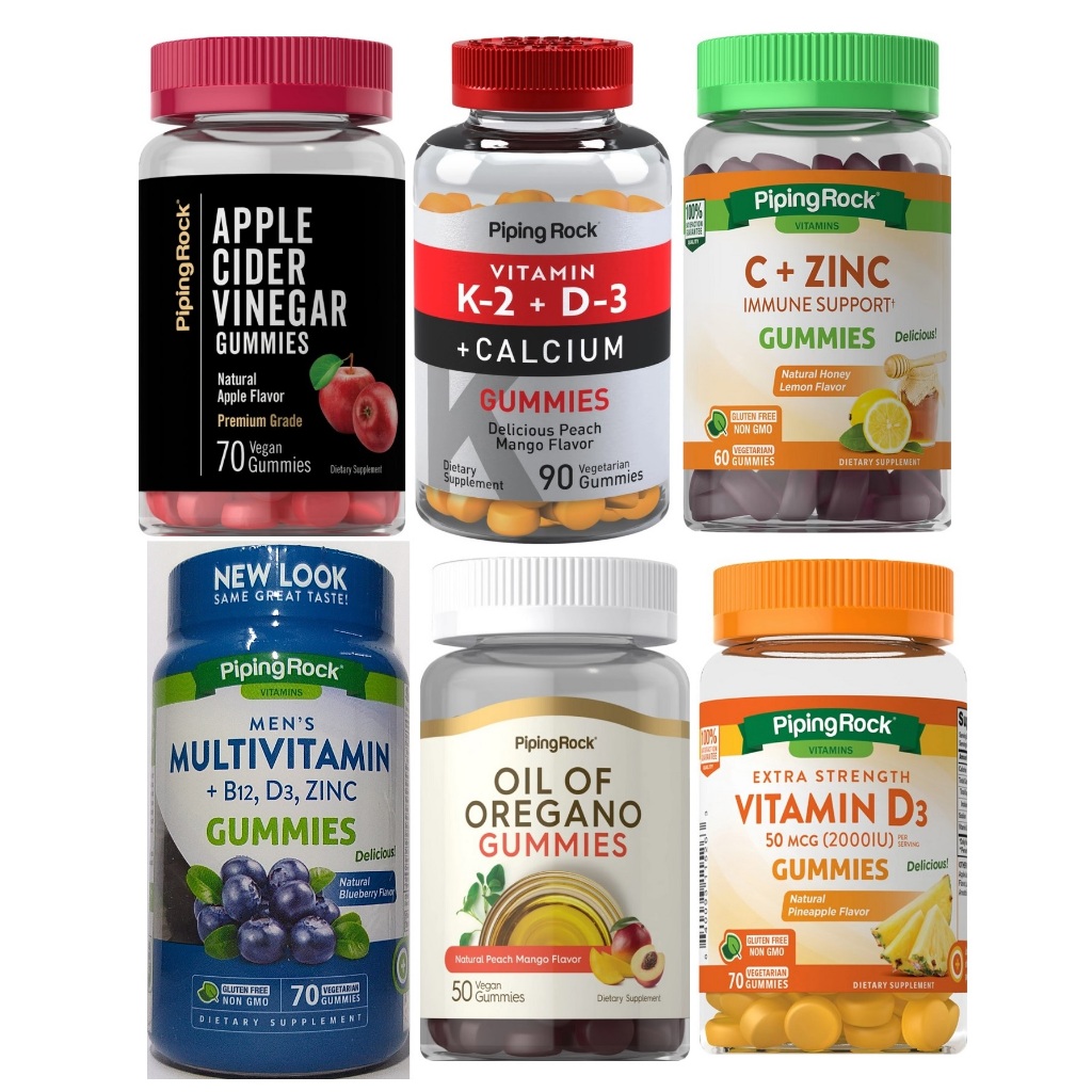 GUMMIES Vitamin C + Zinc K-2 + D3 Calcium Apple Cider Vinegar Men's Multivitamin Oregano D3 กัมมี่ PIPINGROCK