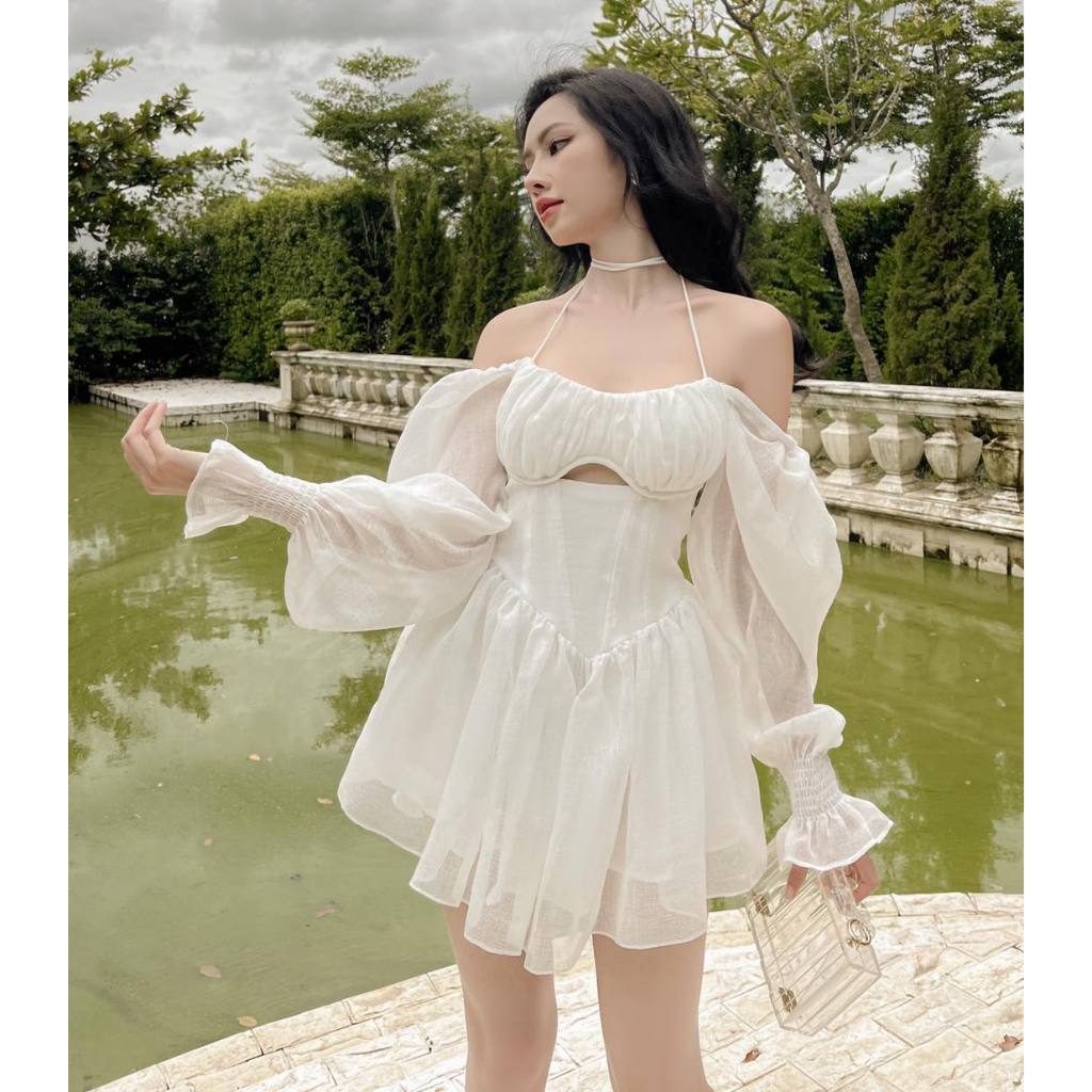 เดรสขาว ชุด after party เสื้อผ้าเวียดนาม 𝐿𝑖𝑙𝑜𝑢 𝐷𝑟𝑒𝑠𝑠 แบรนด์ Oia Studios