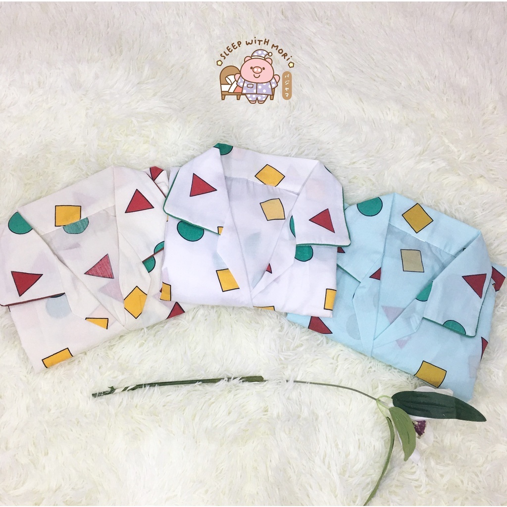ชุดนอนลายชินจัง ขายาว+ขาสั้น แขนสั้น ลายชินจัง+มูมิน แบรนด์ Sleep with Mori
