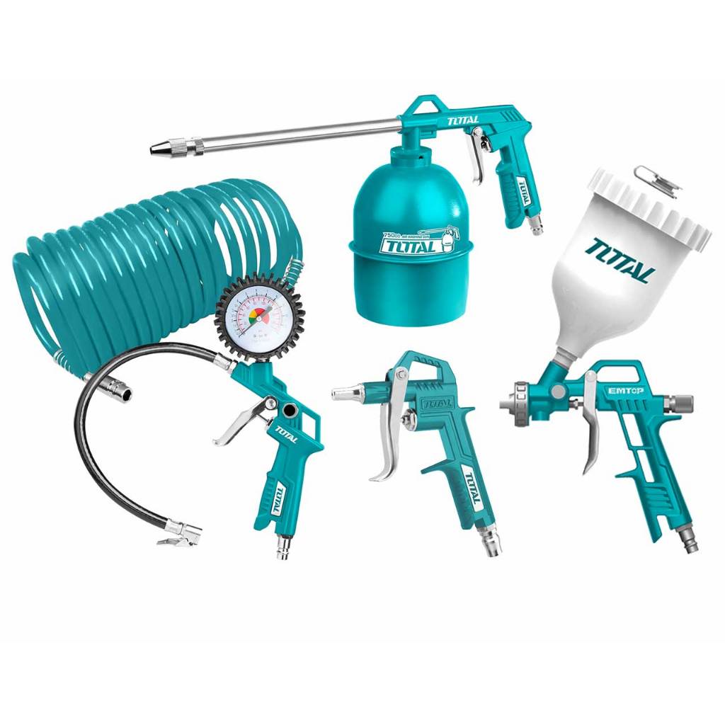 TOTAL รุ่นTATK053-3 ( กาพ่นสี ปืนฉีดลม สายลม กาพ่นโซล่า หัวเติมลม )( 5 Pcs Air Tools Set )