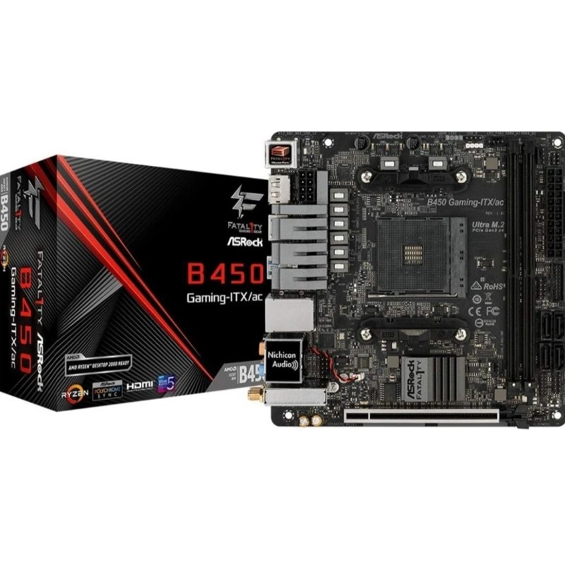 เมนบอร์ดitx Asrock Fatality B450 Gaming-ITX/AC