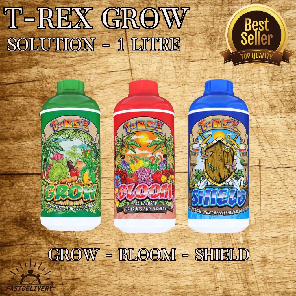 T-rex GROW SOLUTION ดินปลูกต้นไม้ น้ำหมัก ปุ๋ย GROW - BLOOM - SHIELD | แพ็คเดี่ยว บำรุงต้นไม้ เร่งใบ ดอกSuper Soil