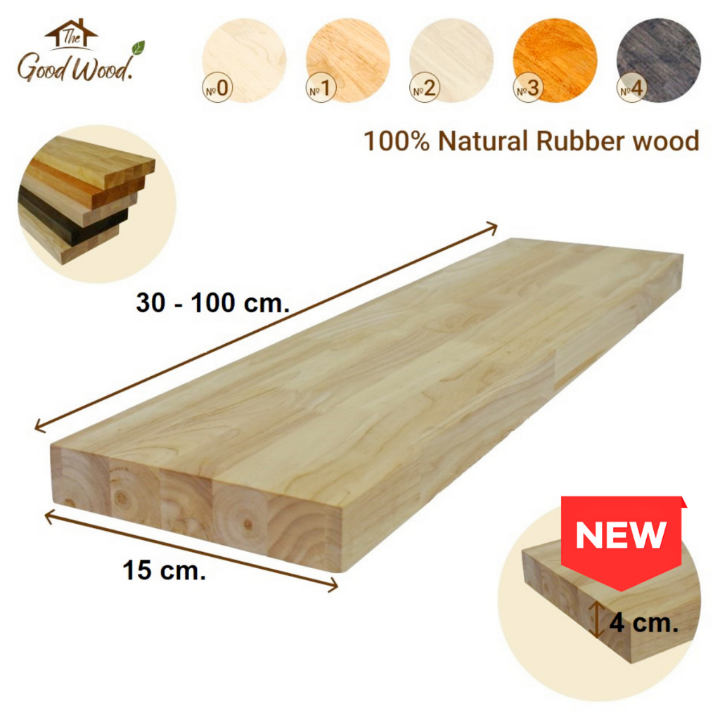 (จัดส่ง 1-2 วัน) ชั้นวางของ ไม้พารา 40 mm. กว้าง 15 x ยาว 30-100 cm ACฟันปลา เหมาะสำหรับงาน DIY ชั้นวางของ วางหนังสือ