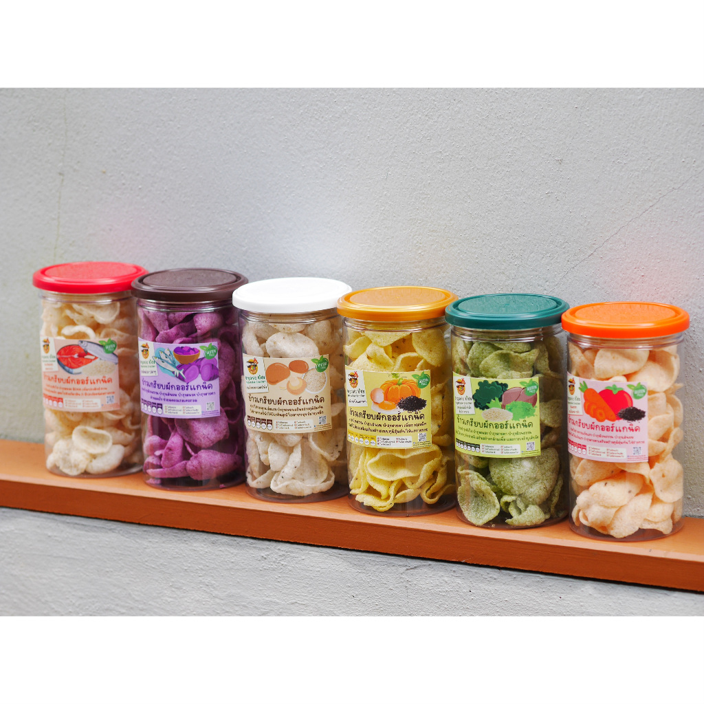 ครบ 6 รสชาด ข้าวเกรียบผักออแกนิกส์ ดีต่อสุขภาพ พร้อมทาน ไม่มีไขมันทรานส์ ทานได้ทั้งเด็กและผู้ใหญ่