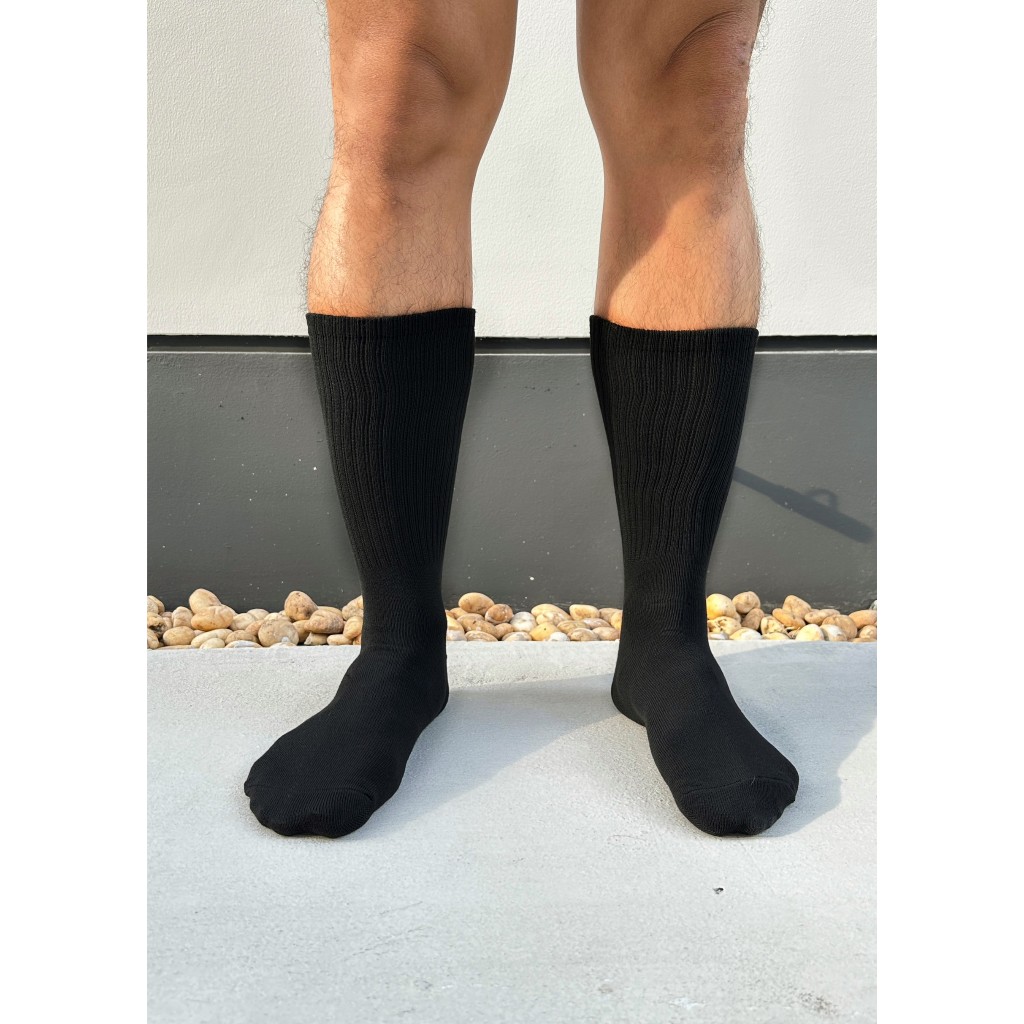 ถุงเท้า ข้อยาว ข้อสูง ถุงเท้าข้อยาวเนื้อแน่นคุณภาพ การันตี!! ผลิตในไทย มี 3 สี ดำ เทาเข้ม เทาอ่อน Man ผู้ชาย - รูปที่ 3