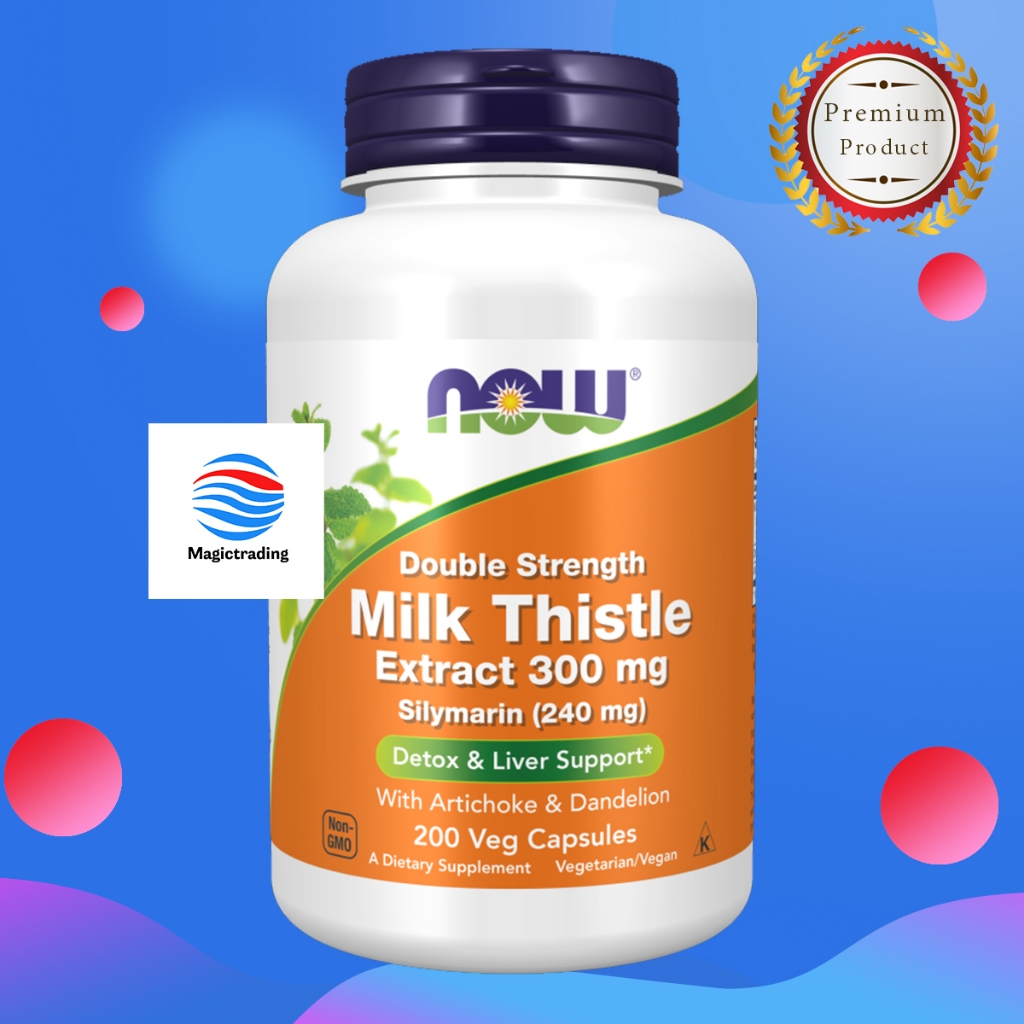 NOW Foods Silymarin Milk Thistle Extract 300 mg. / 200 Vegetable Capsules (with Dandelion Root + Artichok)