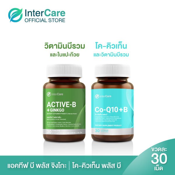 จับคู่ InterCare Active B+ Ginkgo สกัดจากใบแปะก๊วย และ CoQ10 plus-b สกัดจาก โคคิวเท็นและวิตามินรวม