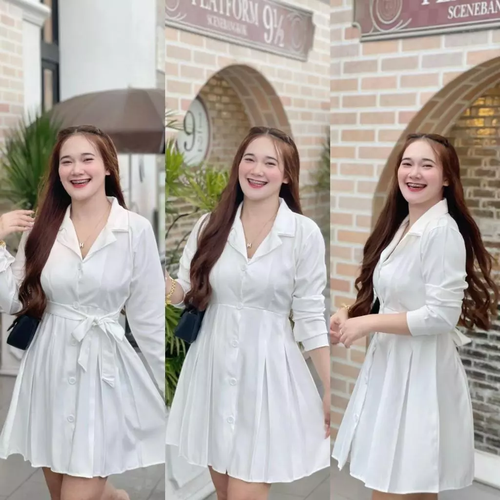 Dress แขนยาวออกงานทรงสูทผูกโบว์ ✨