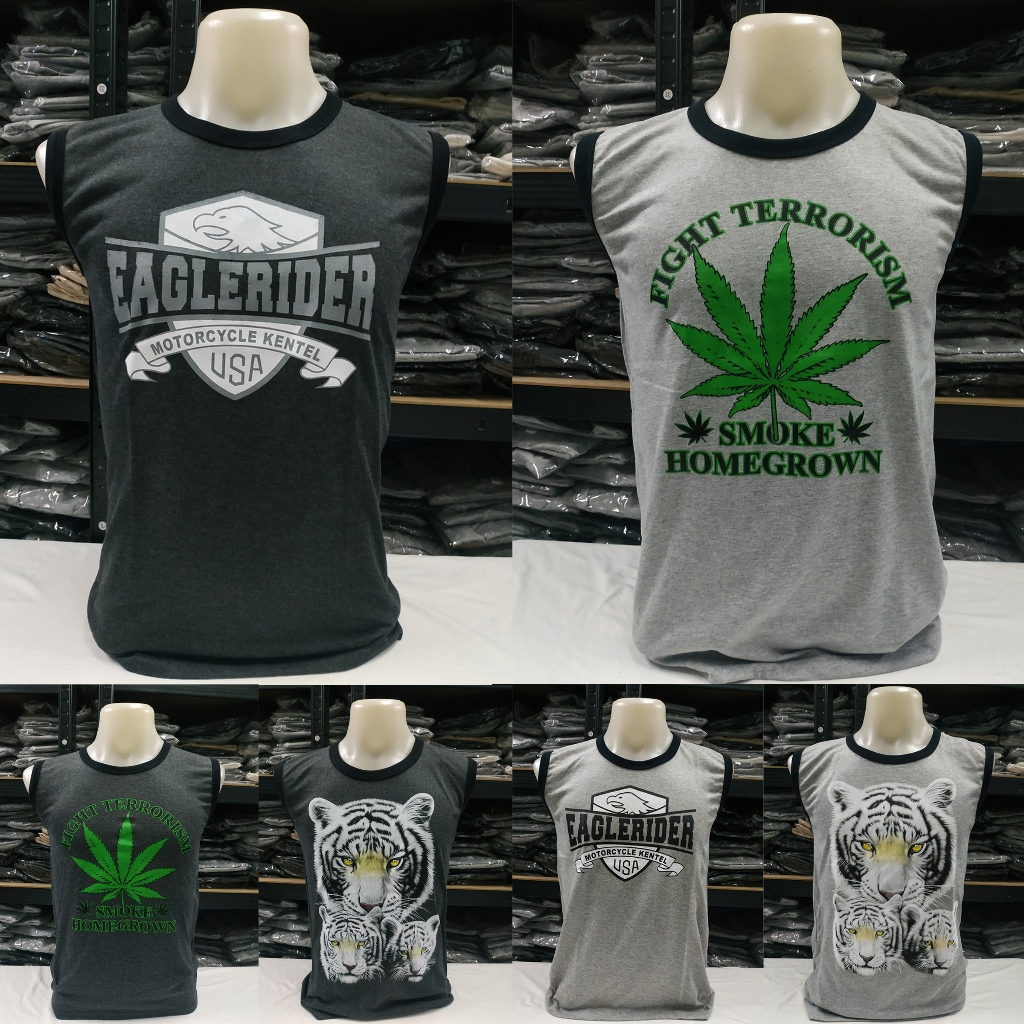เสื้อแขนกุด ลายสกรีน(รวมลาย) ไซส์ S M L XL 2XL 3XL  ทรงตรง ใส่ได้ทั้งใส่ ทั้งผู้ชาย และ ผู้หญิง