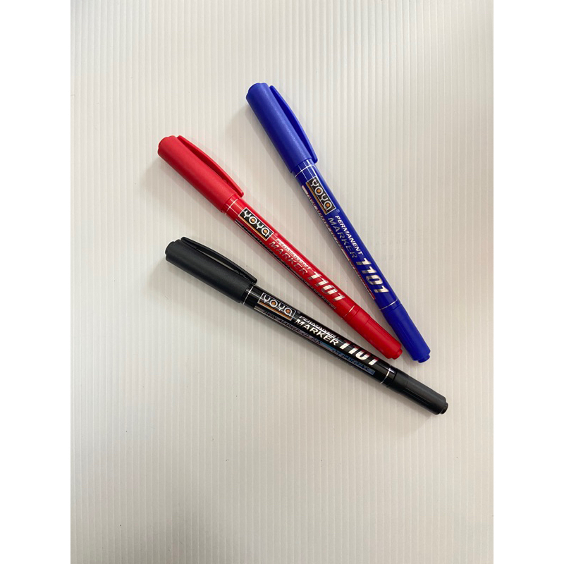 (1 ด้าม) ปากกาเขียนแผ่นซีดี 2 หัว yoya 1101  (สีน้ำเงิน สีดำ สีแดง)