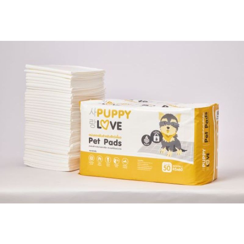 แผ่นรองฉี่สุนัข PUPPY LOVE แผ่นรองซับ สัตว์เลี้ยง หนาพิเศษ ซึมซับได้มาก จำนวน6ห่อ/ลัง (แบบยกลัง)