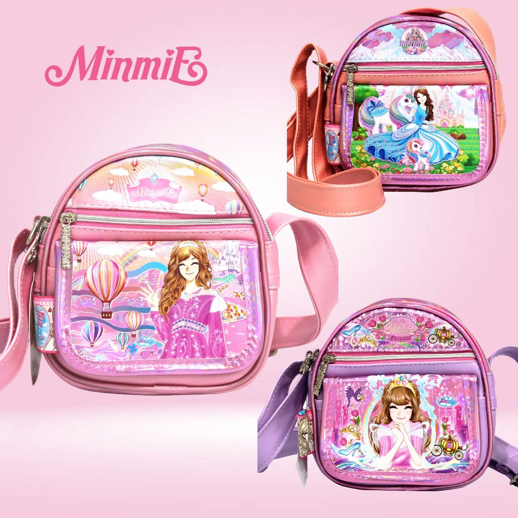 Minmie กระเป๋าสะพายข้าง Sling bag เจ้าหญิง 3 สี ทรงกลม-เหลี่ยม เหมาะสำหรับใช้งานได้ทุกวัน