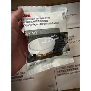 3M ตลับกรองไอระเหย 3311K-55 พร้อมแผ่นกรองฝุ่น ละออง สำหรับหน้ากาก รุ่น 3200 1200 HF-51 52 3311J-55