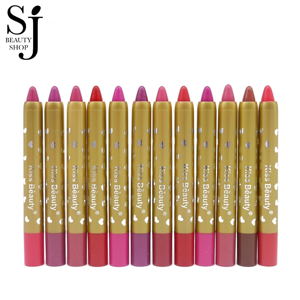 Kiss Beauty Soft Lipstick 12 Colors เซตลิปสติกเนื้อครีม 12 เฉดสี เนื้อเนียนนุ่ม เกลี่ยง่าย