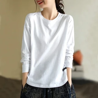 PS-รุ่น-225 เสื้อยืดคอกลมสีพื้นแขนยาวมาใหม่ เสื้อทรงว้าว สไตล์เกาหลี ผ้านิ่มสวมใส่สบาย พร้อมส่งจากกรุงเทพ