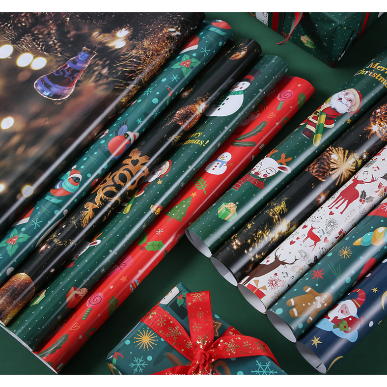 GIDA กระดาษห่อของขวัญคริสต์มาส เทศกาล กระดาษพิมพ์ลาย Christmas