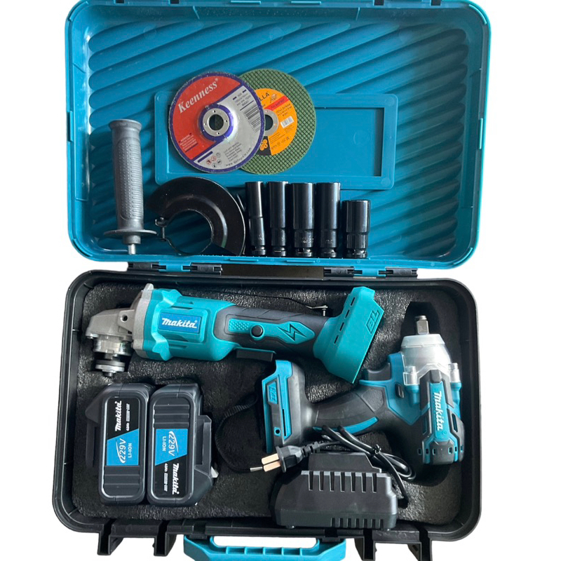MAKITA บล็อกไร้สาย+หินเจียรไร้สาย 229Vใหม่ล่าสุดคุ้มสุดคุ้มอุปกรณ์ครบชุด สินค้าตรงปก100%