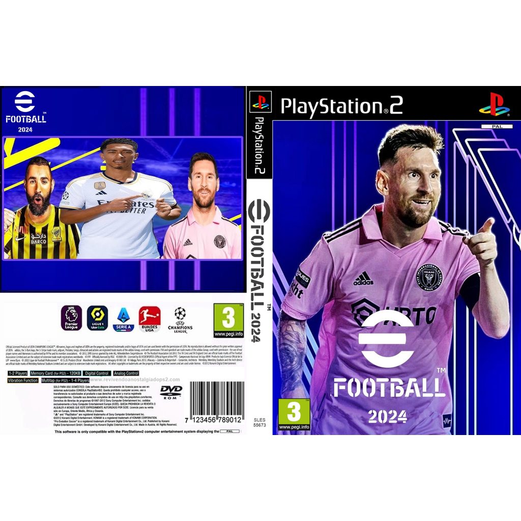 แผ่นเกมส์ PS2 PES 2024 efootball Pro Evolution Soccer 2024 ย้ายครบแล้ว ภาษาอังกฤษ สกรีนแผ่น คุณภาพ ส