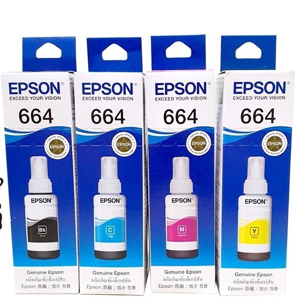 หมึกเติม EPSON 664 T664 BK , C, M, Y  ขนาด 70ml. แท้ 100%
