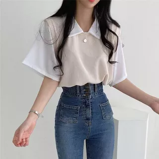 FASHION.61 เสื้อเชิ้ตเเขนยาวผู้หญิง เสื้อคอปก รุ่น W6890