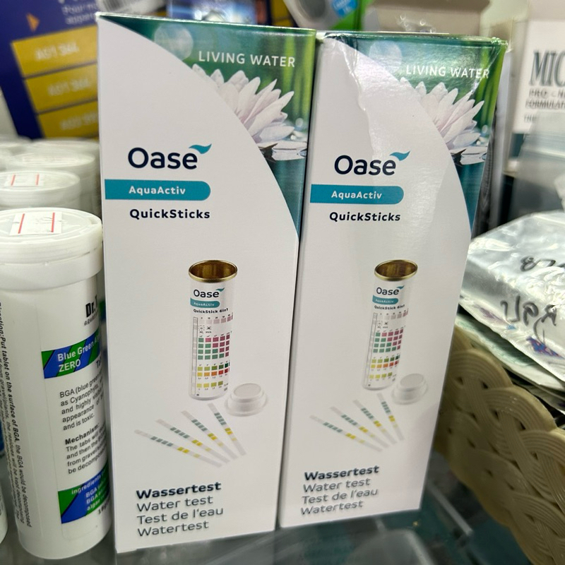 Oase AquaActiv QuickSticks 6in1 แผ่นวัดคุณภาพน้ำแบบเร็วในตู้ปลา วัดได้ 6 ค่า 50 แผ่นต่อกล่อง หมดอายุ 11/2027