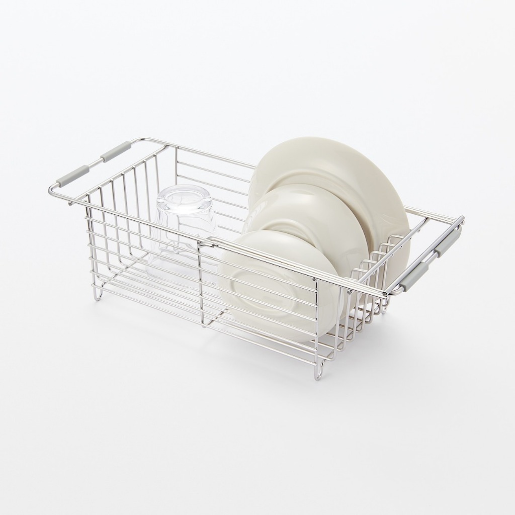 MUJI (มูจิ) ตะแกรงคว่ำจานชาม (แบบยืดได้) Stainless steel sink basket sliding type