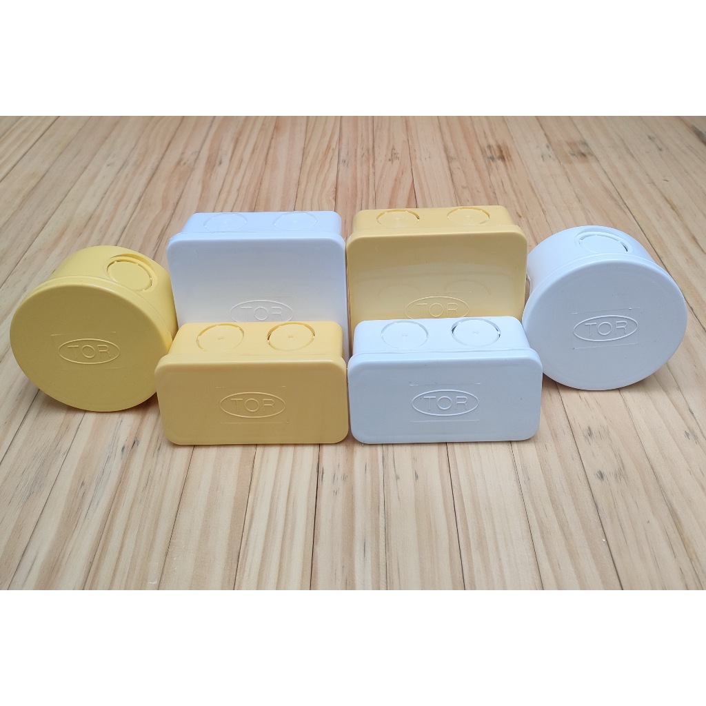 กล่องพักสายไฟ บล๊อกสายไฟ สีขาว เหลือง เทา ขนาด 3" , 2x4" , 4x4"