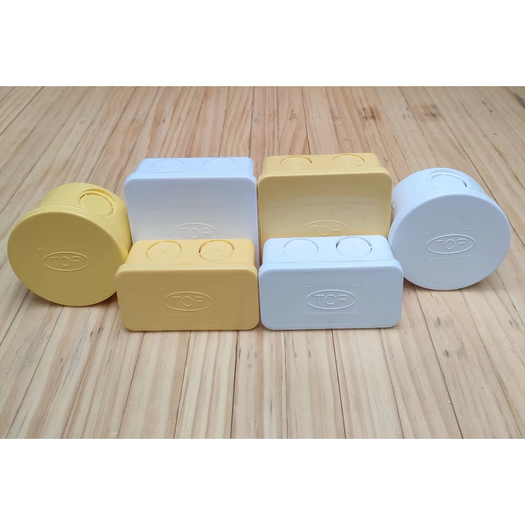 กล่องพักสายไฟ บล๊อกสายไฟ สีขาว เหลือง เทา ขนาด 3" , 2x4" , 4x4"