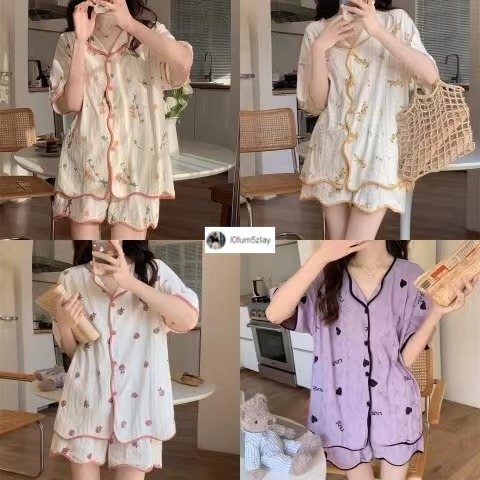 (ราคาถูกที่สุด)ชุดนอนหน้าร้อนรุ่นล่าสุด， ลายดอกสวยมาก，ซึ่งมีหลายรูปแบบให้เลือก，ขาสั้น+เสื้อ，M-2XL