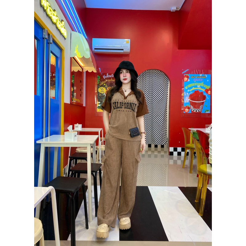 สินค้าพร้อมส่ง M 68 เซ็ท 2 ชิ้น ลาย CALIFORNIA