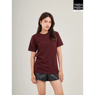 YuenPuen เสื้อยืดคอกลม สีเลือดหมู ยืนพื้น ไม่ยืด ไม่ย้วย เสื้อสีพื้น ผ้าCotton ผสม Polyester ผ้านุ่ม
