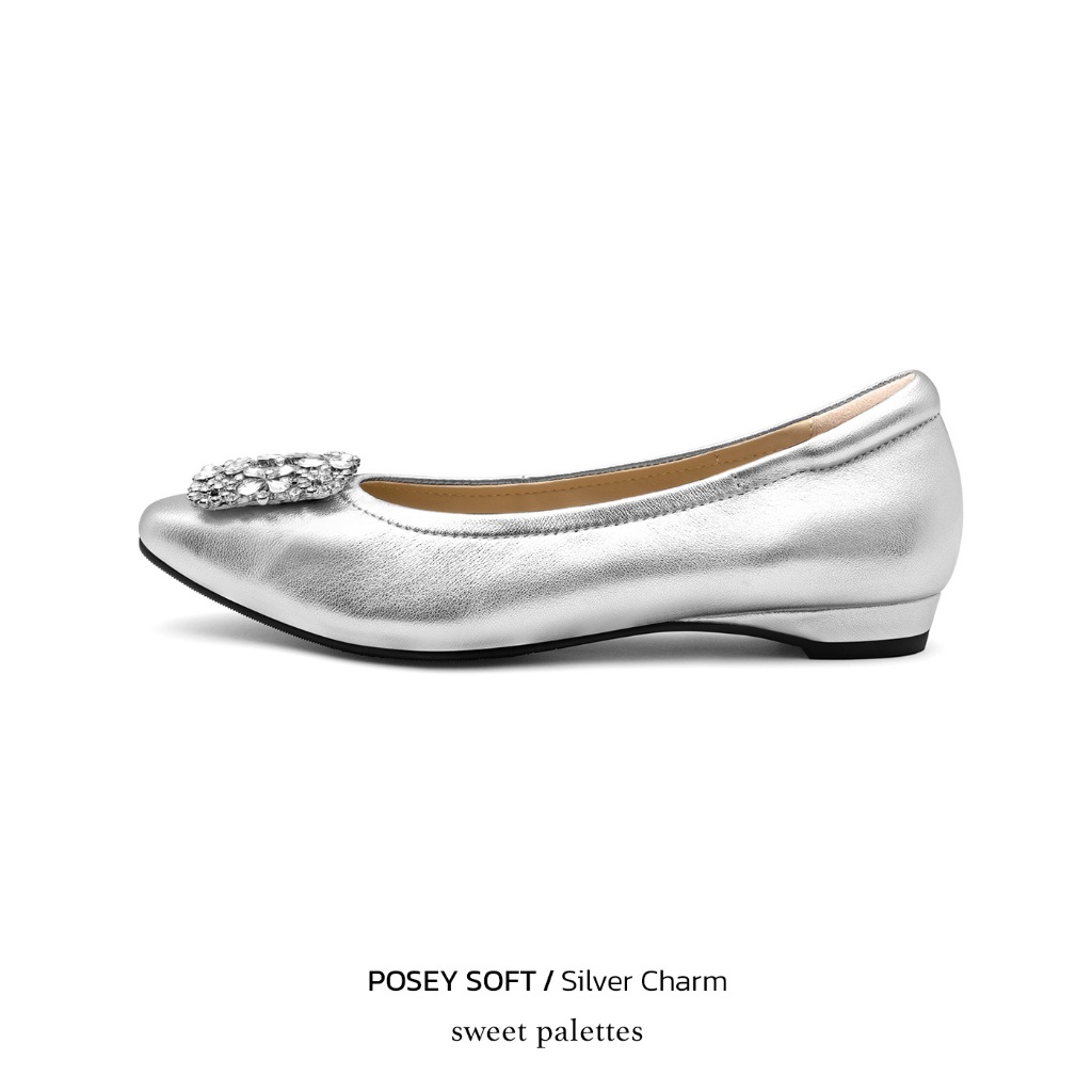 Sweet Palettes รองเท้าหนังแกะ Poesy Soft Silver Charm