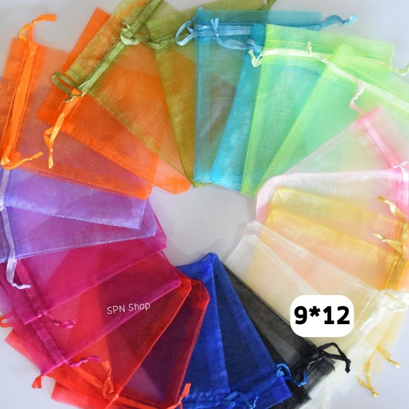 ถุงผ้าแก้ว ถุงตะข่าย มีเชือกรูด (พร้อมส่งในไทย)9*12 เซนติเมตร
