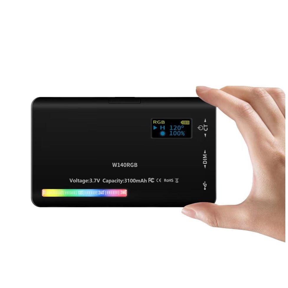 ไฟ ไฟสี W140RGB กล้องแสงมินิแบบพกพา ถ่ายภาพแสงมาร์ทโฟน Vlog เติมแสง RGB