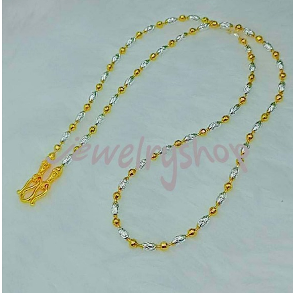 M107 สร้อยคอทองคำขาว ลายเม็ดเงินตัดลายมะะยม ตะขอปั็ม 92.5% ใส่ติดตัวได้ตลอดไม่ลอกไม่ดำ