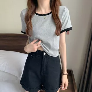 เสื้อยืดครอปคอกลมแขนสั้น แฟชั่น สไตล์มินิมอล สั่งเผื่อไซส์ด้วยจ้า ผ้านิ่มมาก คุณภาพดี ใส่สบาย ราคาถูกที่สุด พร้อมส่ง